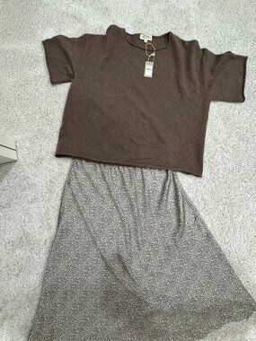 Haven Well Within 100% Cashmere Short Sleeve Sweater NWT Soft Luxury Neutral